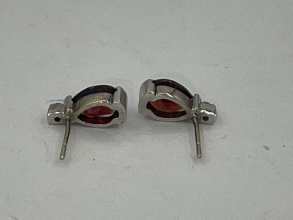 Vintage Garnet/ Diamond Gemstone Stud Earrings  S… - image 8