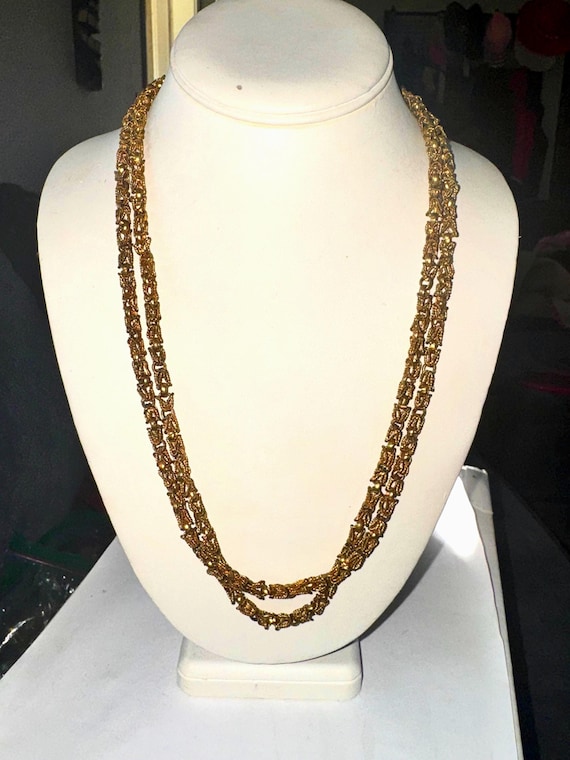 Antique 48” Heavy Gold-filled Foxtail Byzantine Chain Necklace 68g