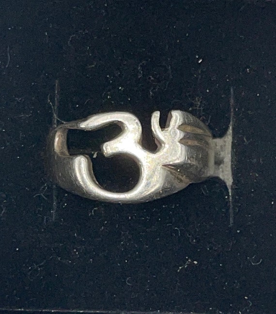 Sterling Silver 925 Om Ring Size 6 Spiritual Hindu