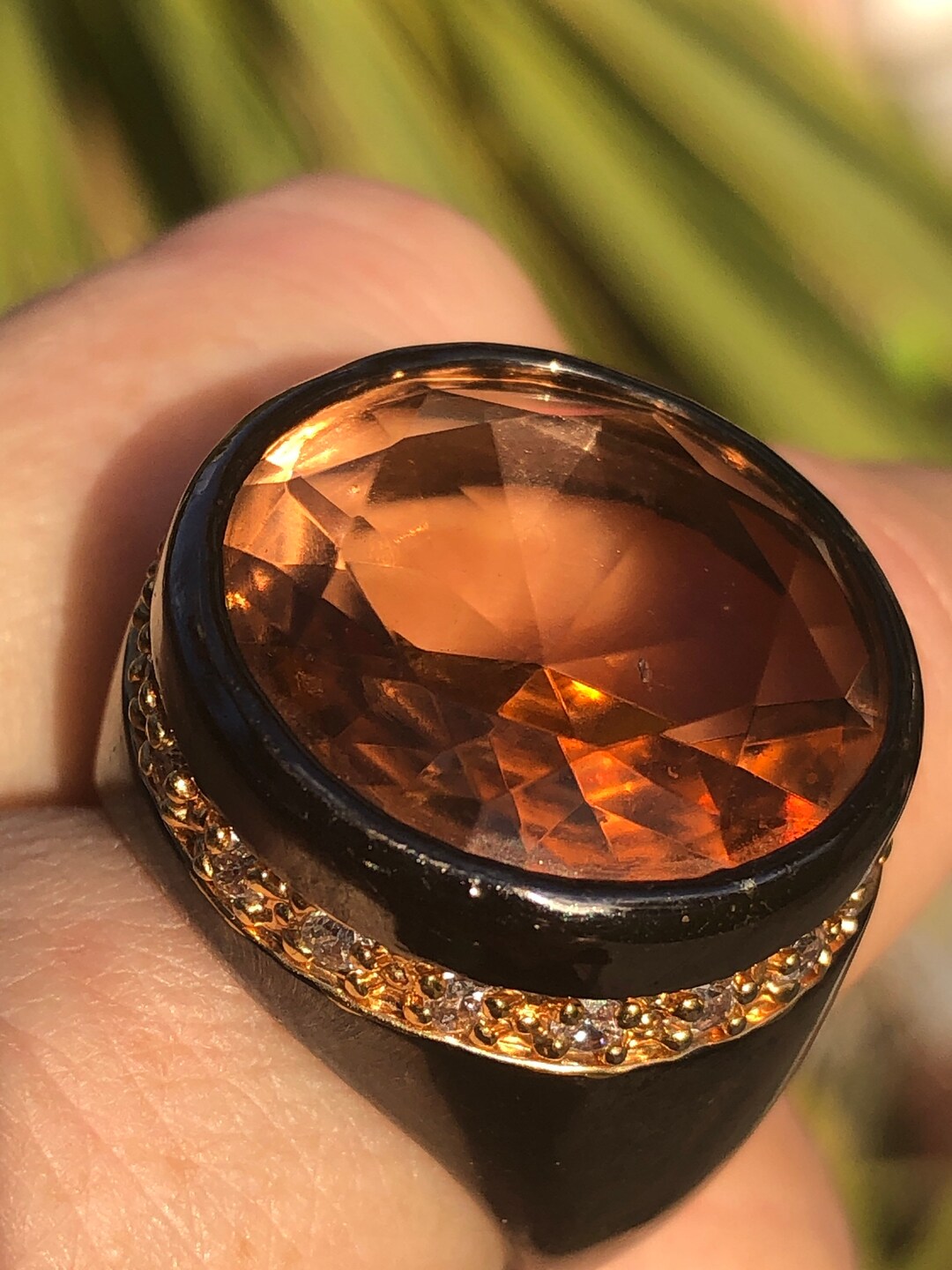 Huge Beautiful Light Orange Crystal CZ Designer Princess Amanda