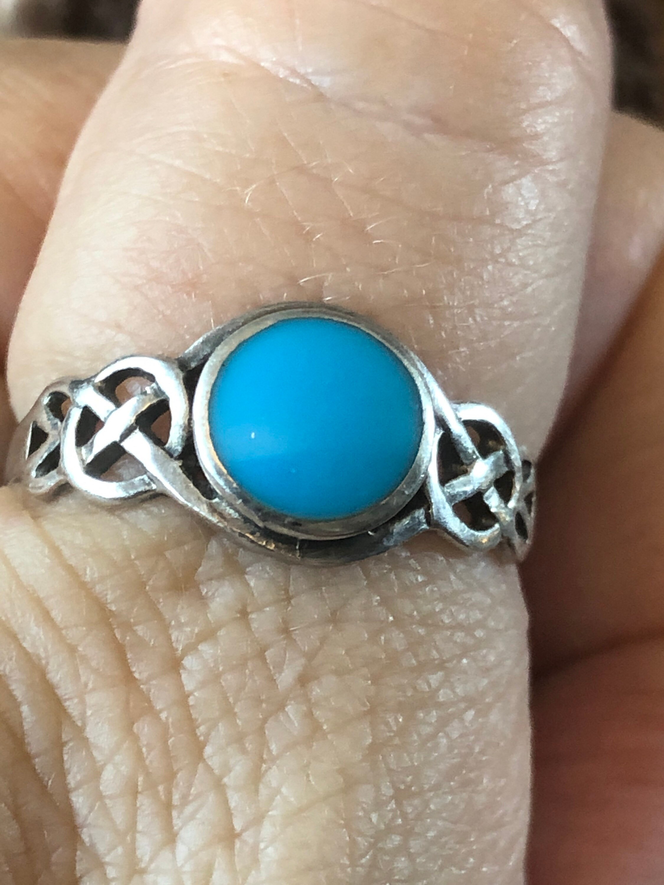 Vintage Celtic Trinity Knot Turquoise Ring Sterling Silver | Etsy