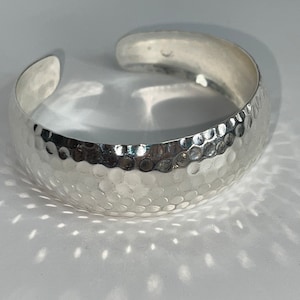 Retro Pounded Sterling Silver 925 Cuff Bracelet Wide