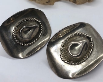 Grote sterling zilveren cowboyhoed oorbellen 925 Mexico Taxco zuidwestelijk westelijk