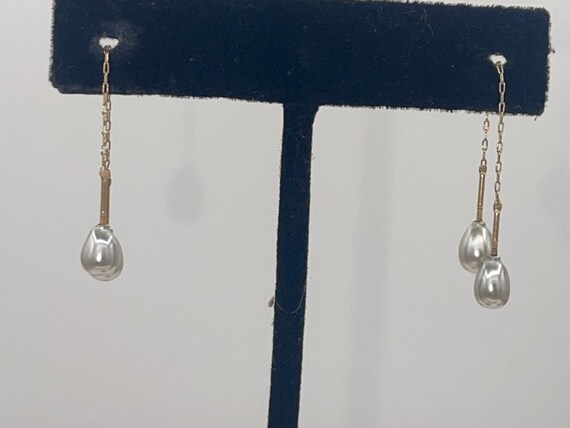 Antique Original Threader Earrings Solid 14kt Yel… - image 5