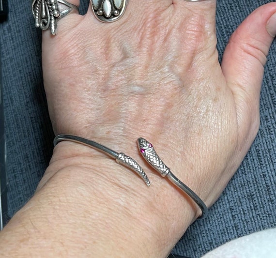 stunning Sterling Silver Snake - Serpent Bangle B… - image 8