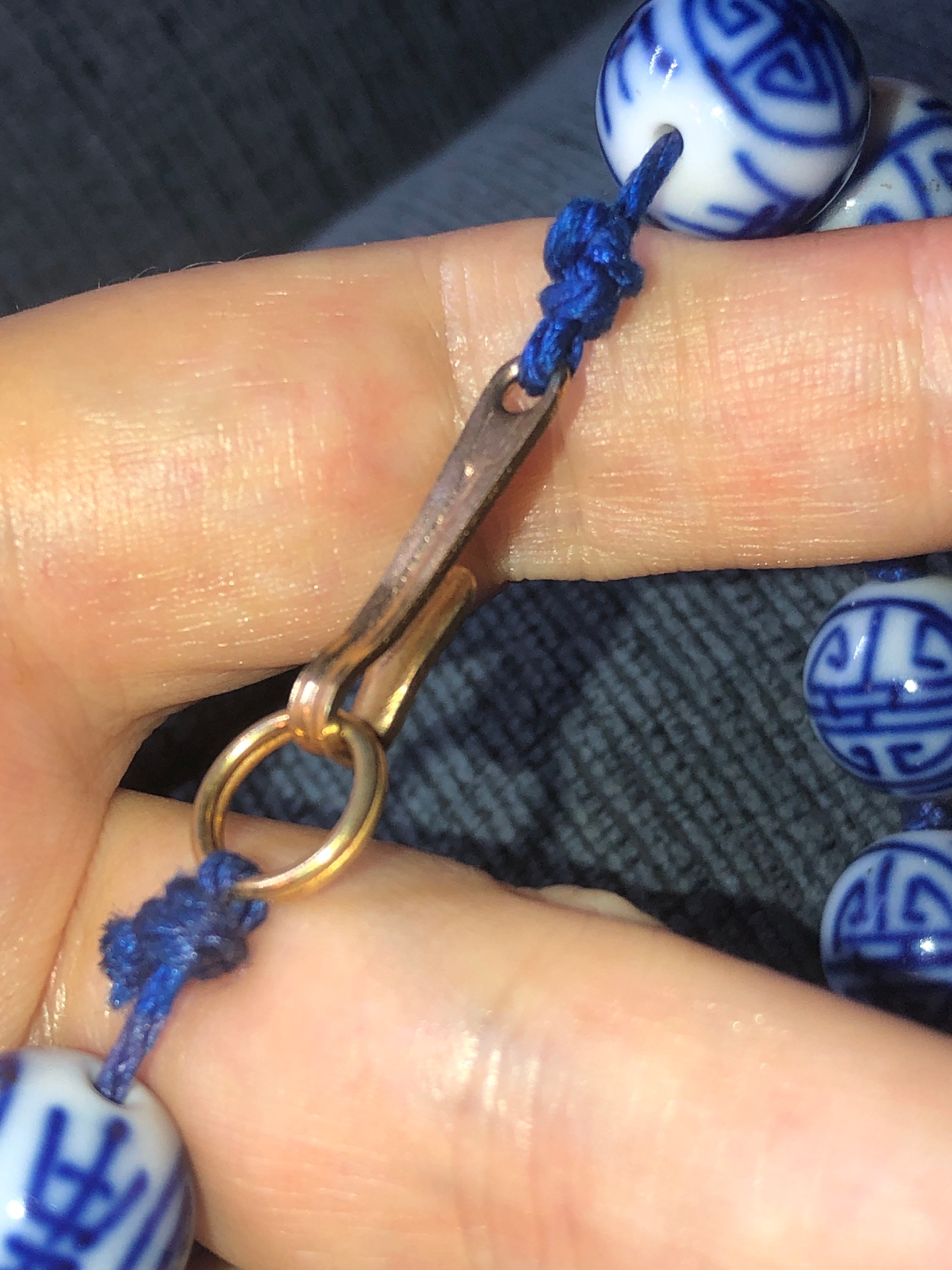Collier Vintage En Ambrolithe Bleu Cobalt - Longueur 61 Cm - Bijou Fantaisie Occasion Pour Femme