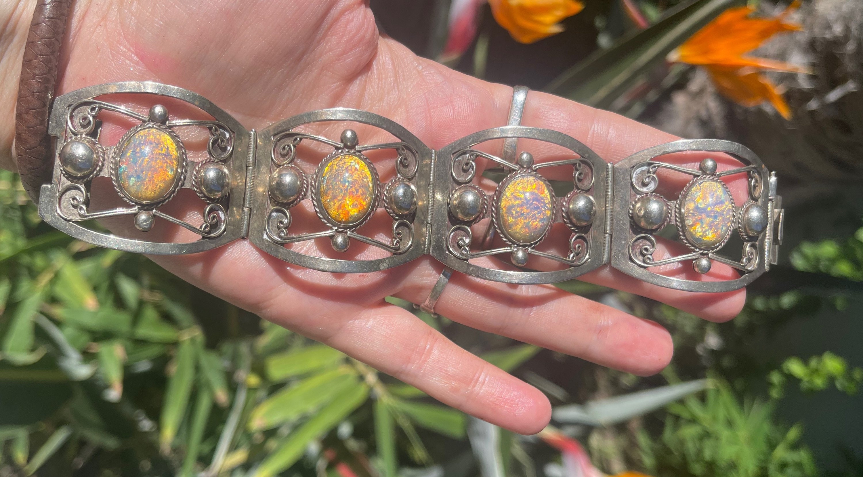 Antique Taxco Mexico Sterling Silver 925 Link Cuff Panel Antique Taxco Mexico Sterling Silver 925 Link Cuff Panel