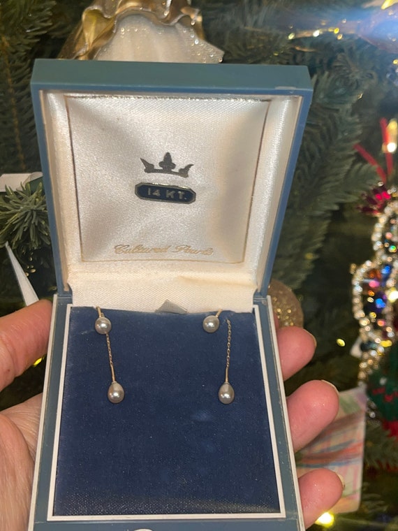 Antique Original Threader Earrings Solid 14kt Yel… - image 6