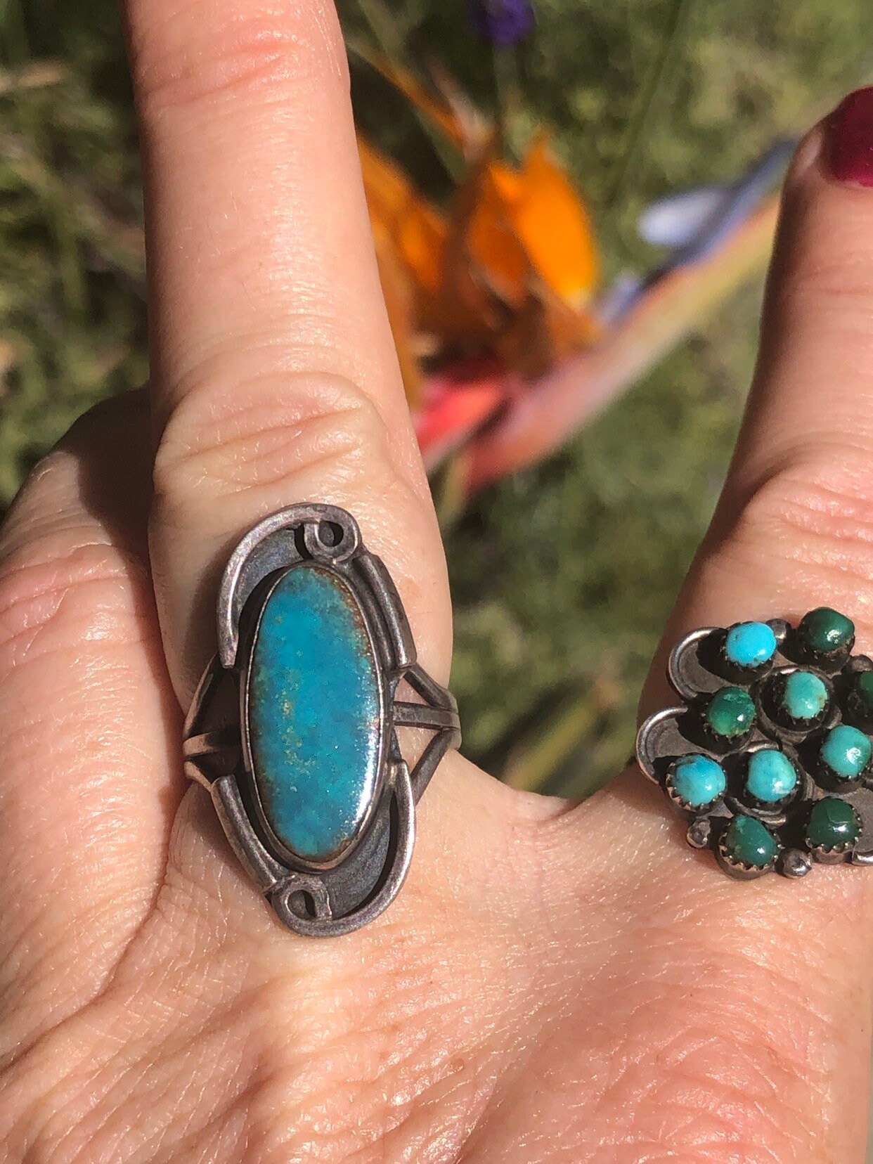 Vintage Native American Indian Turquoise Cluster Snake Eyes