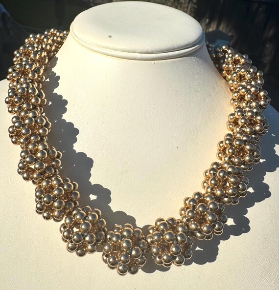 Solid Sterling Silver Vermeil Cluster Bead Neckla… - image 3