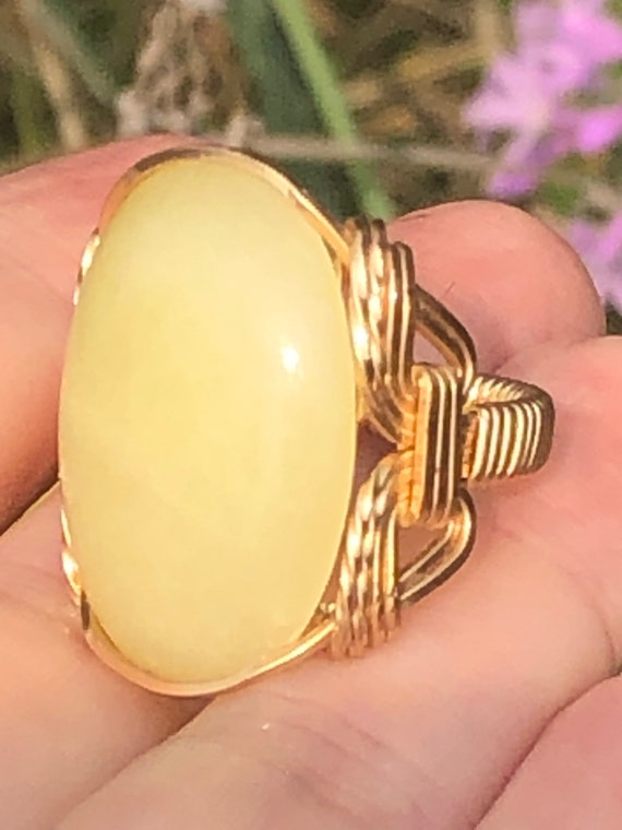 Huge lemon quartz? Gemstone wire wrapped 14kt gold