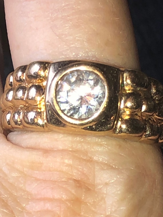 Vintage 14kt HGE Lind gold ring Size 12 mens Art … - image 7