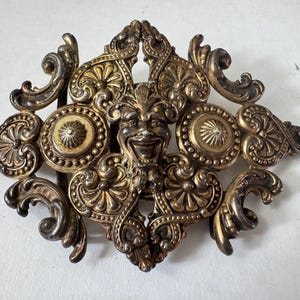 Antique 19th Century William B. Kerr Sterling Silver Belt Buckle – Ornate Green Man – Renaissance Revival – Pattern 304
