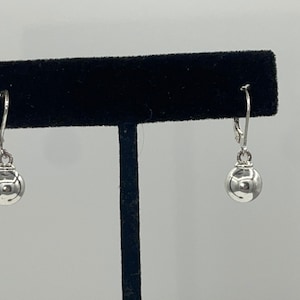 Vintage Sterling Silver 925 Latch Back Ball Bead Earrings Sphere Round Dangles Drop Designer Leach & Garner Simple Classy