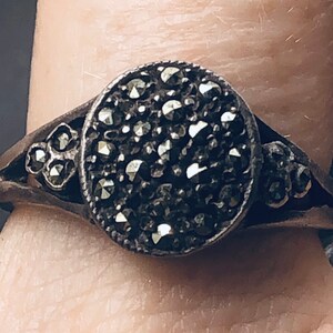 Vintage antique marcasites gemstone ring sterling silver 925 size 7 Art Deco