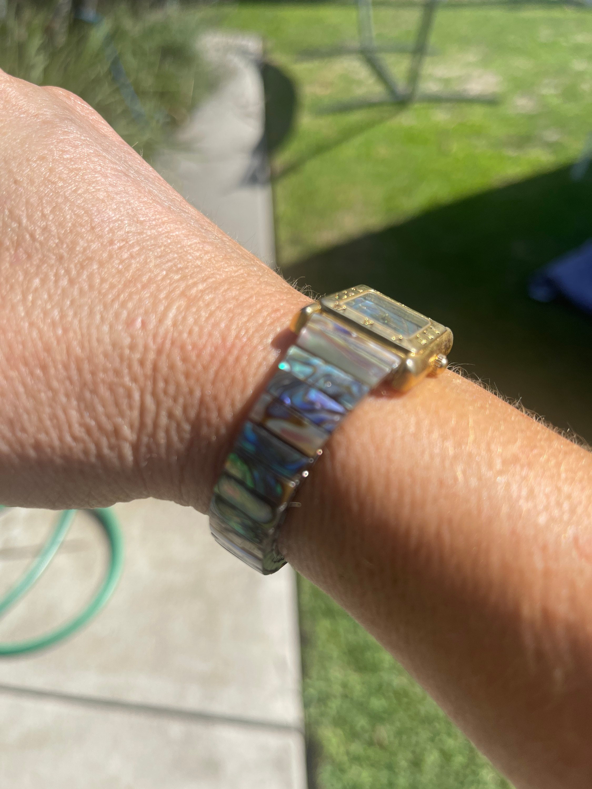 Xanadu Abalone Multicolored Shell and Goldtone Bangle Hinged Quartz Watch Japan Xanadu Women main image 2