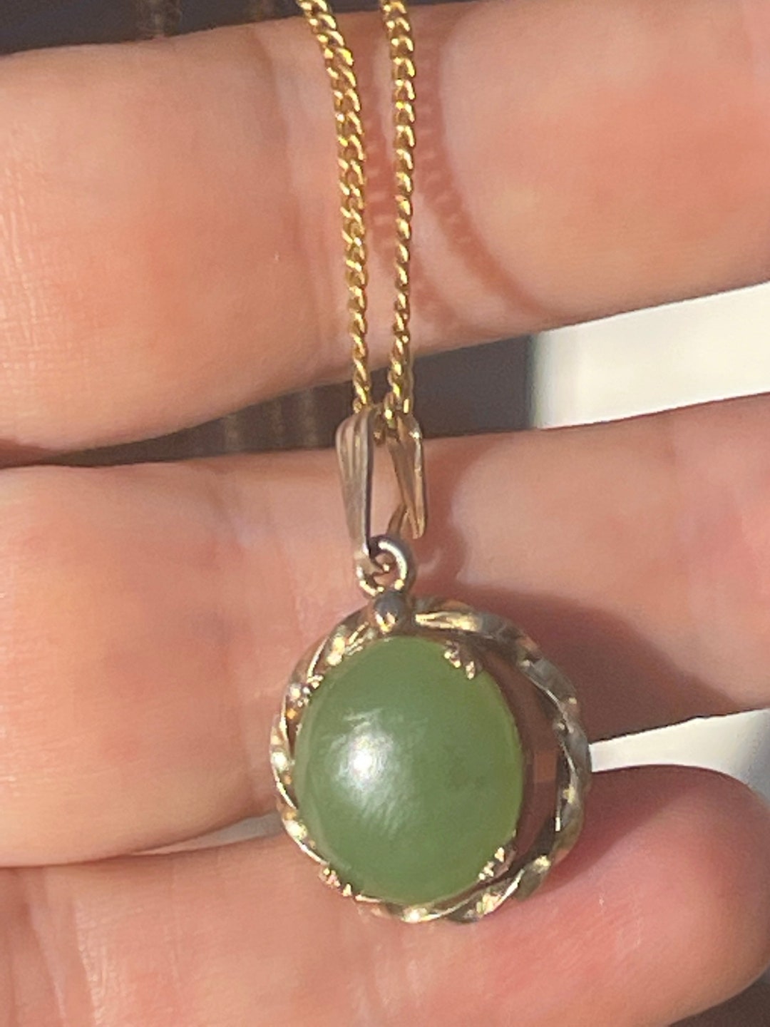 Gorgeous Vintage Antique Jade Pendant Sorrento Sterling Silver