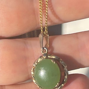 Gorgeous Vintage / Antique Jade Pendant Sorrento Sterling Silver 925 w Gold Vermeil w Hold Filled Chain