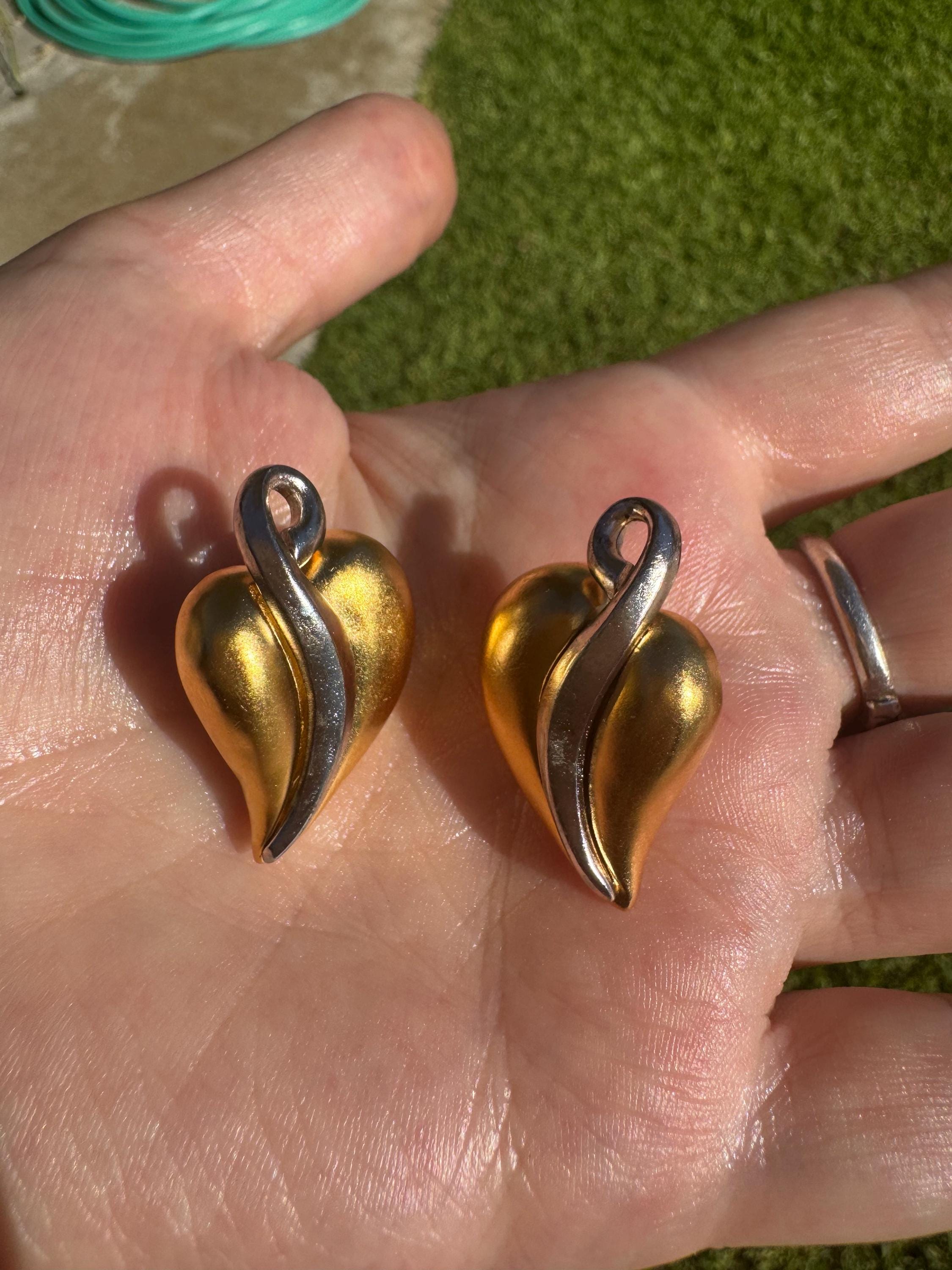Boucles D'oreilles Vintage Karl Lagerfeld En Métal Argenté Et Tourmaline - Collector - Style Demi-lunes Avec Clips