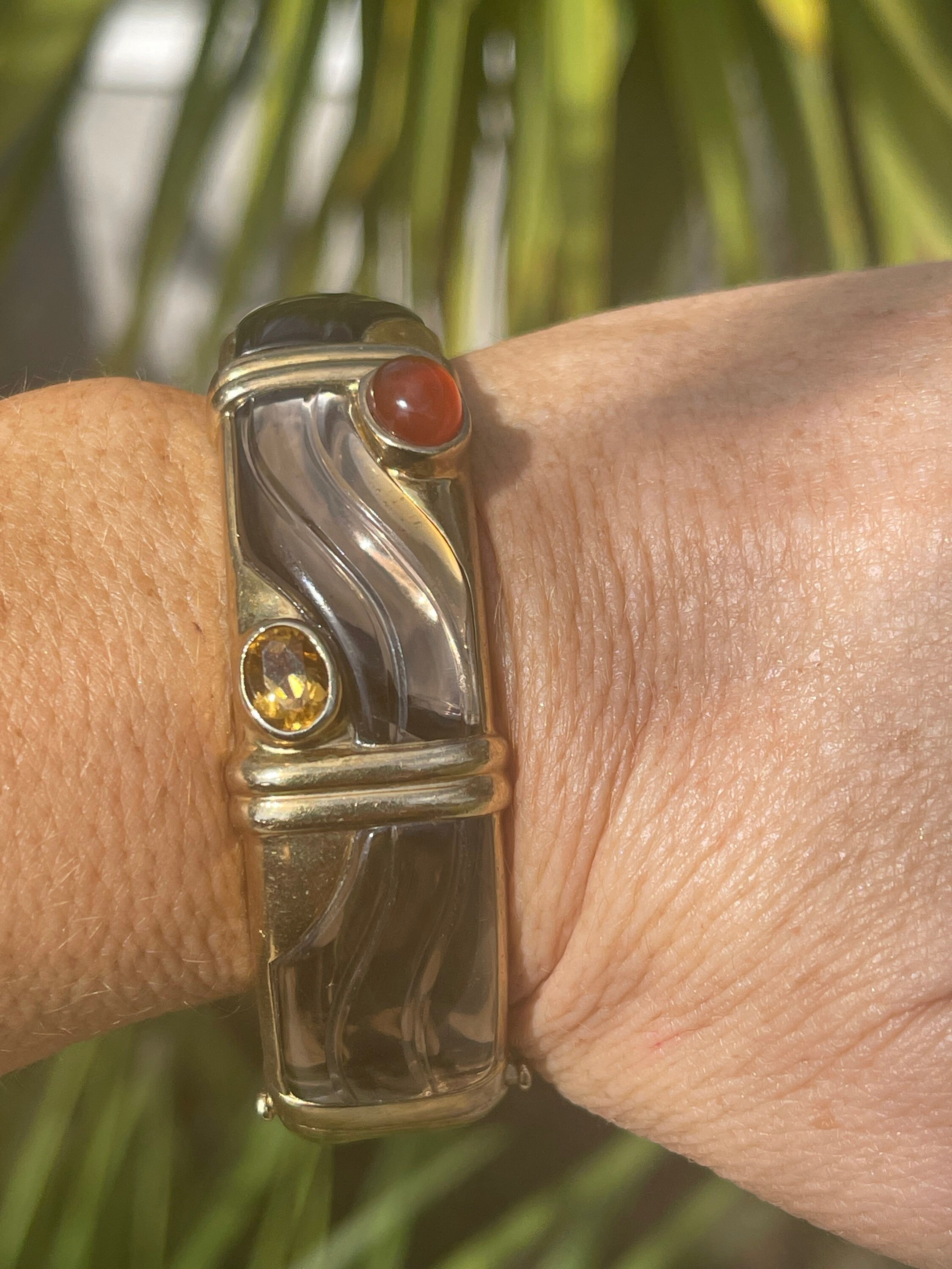 Vintage Designer Kai Yin Lo Bracelet Natural Gemstones Gold