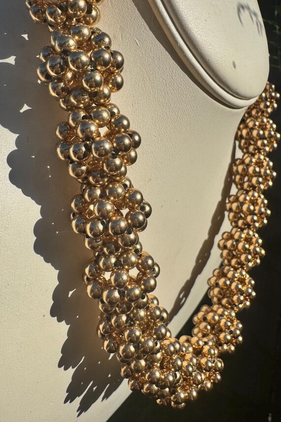 Solid Sterling Silver Vermeil Cluster Bead Neckla… - image 2
