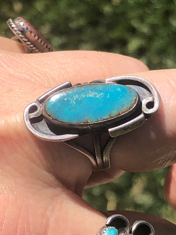 Vintage Native American Indian turquoise sterling… - image 1