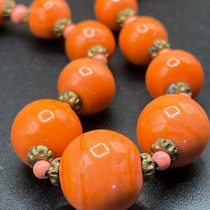 Antique coral colored lampwork glass beaded necklace Czechoslovakian beautiful beads image 10