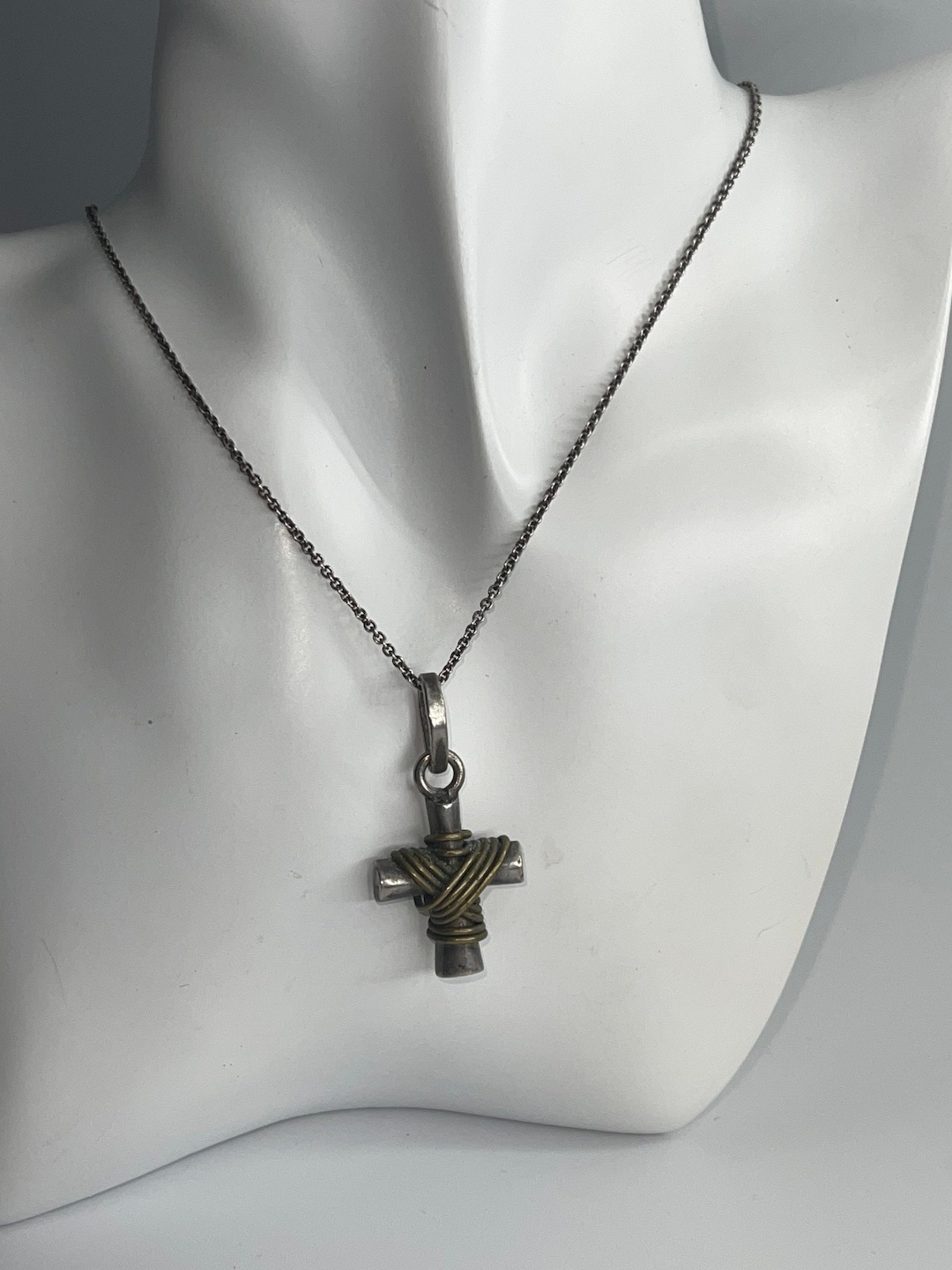 Vintage Mexico Rustic Crucifix Cross Pendant Necklace Sterling 925 ...