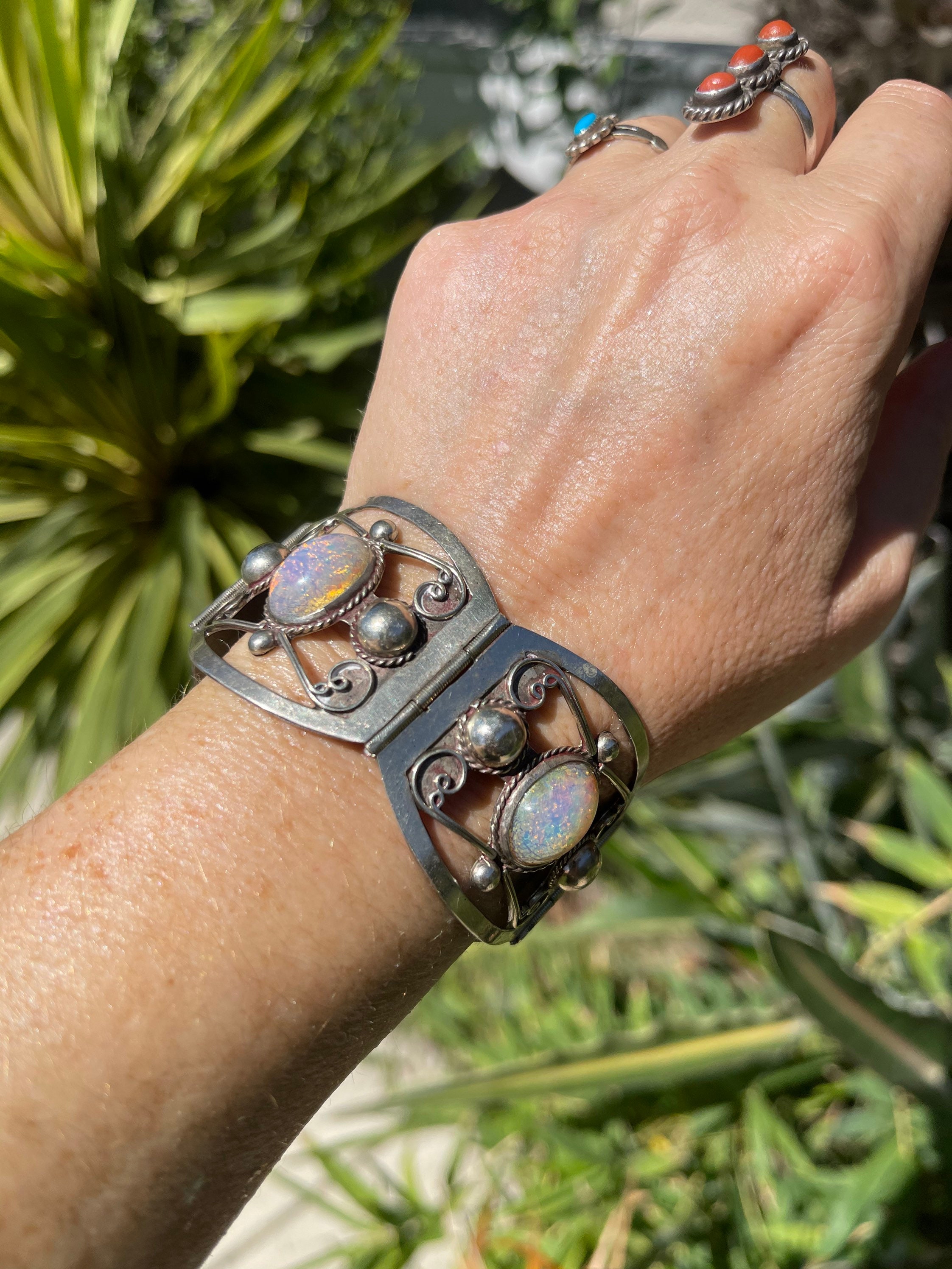 Antique Taxco Mexico Sterling Silver 925 Link Cuff Panel Antique Taxco Mexico Sterling Silver 925 Link Cuff Panel