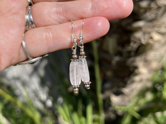 Vintage Rock Quartz Crystal Earrings Sterling Sil… - image 7