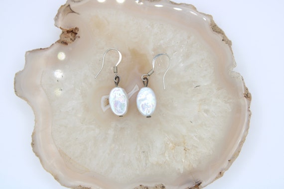 Gorgeous White Baroque Pearl Earrings - Genuine P… - image 5