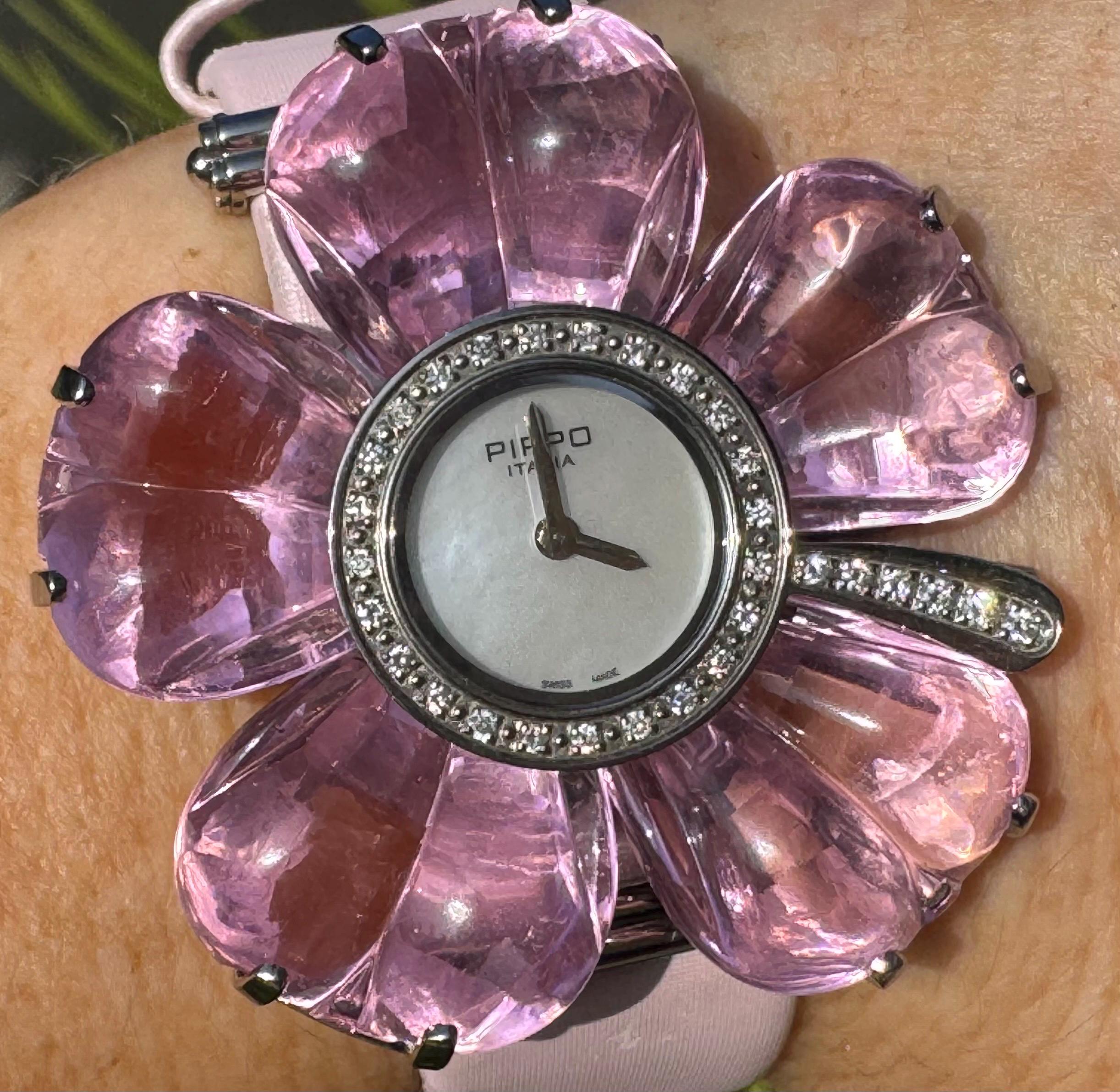 Pippo Italian Women’s Watch Pippo Italia Diamond Flower Watch – Swiss Quartz Pink  main image 4