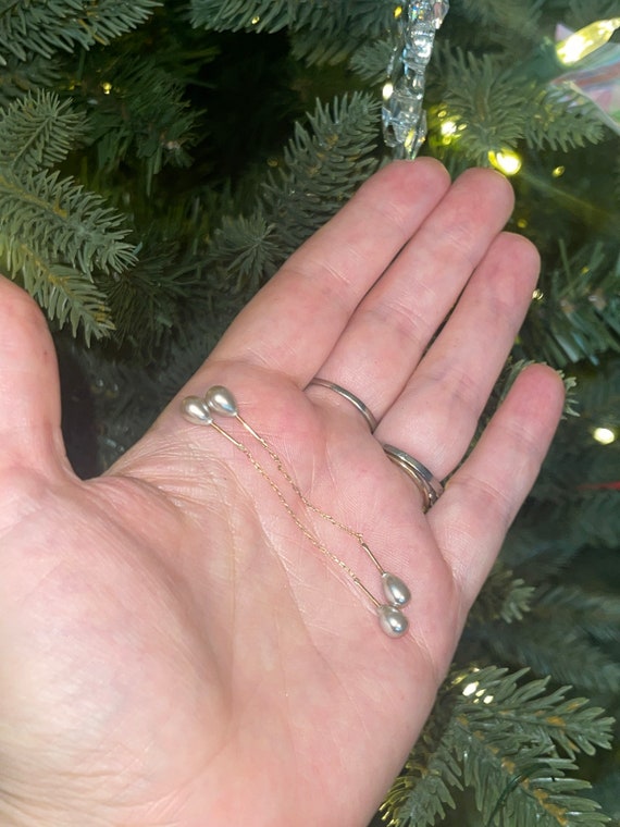 Antique Original Threader Earrings Solid 14kt Yel… - image 4