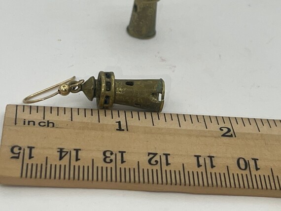 Vintage Solid Brass Lighthouse Earrings Very Cool… - image 7