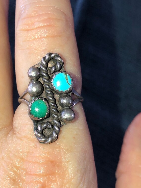 Vintage Native American Indian Turquoise Ring 7.5 Sterling