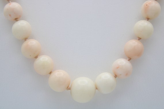 Antique Angel skin Coral Beaded Necklace White w … - image 10
