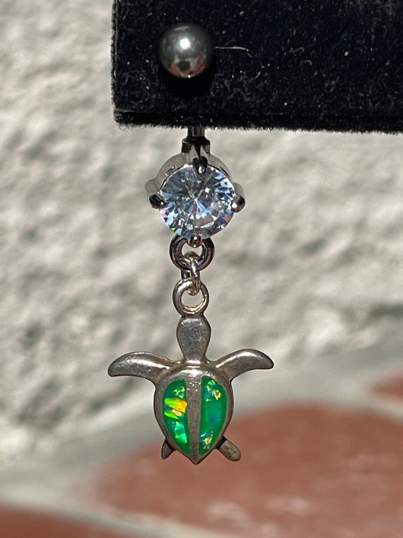Vintage Zuni Turtle Charm Crushed Opals Made of St