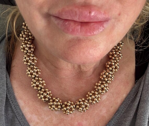 Solid Sterling Silver Vermeil Cluster Bead Neckla… - image 5