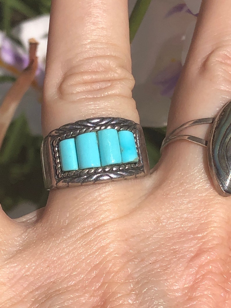 Vintage Southwestern Designer Carolyn Pollack Turquoise Ring Sterling Silver Ring Size 6