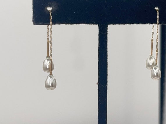 Antique Original Threader Earrings Solid 14kt Yel… - image 7