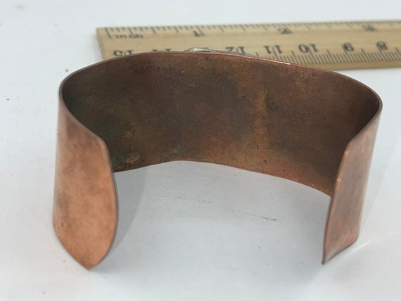 Vintage Solid Copper Cuff Bracelet Lapis Lazuli N… - image 9