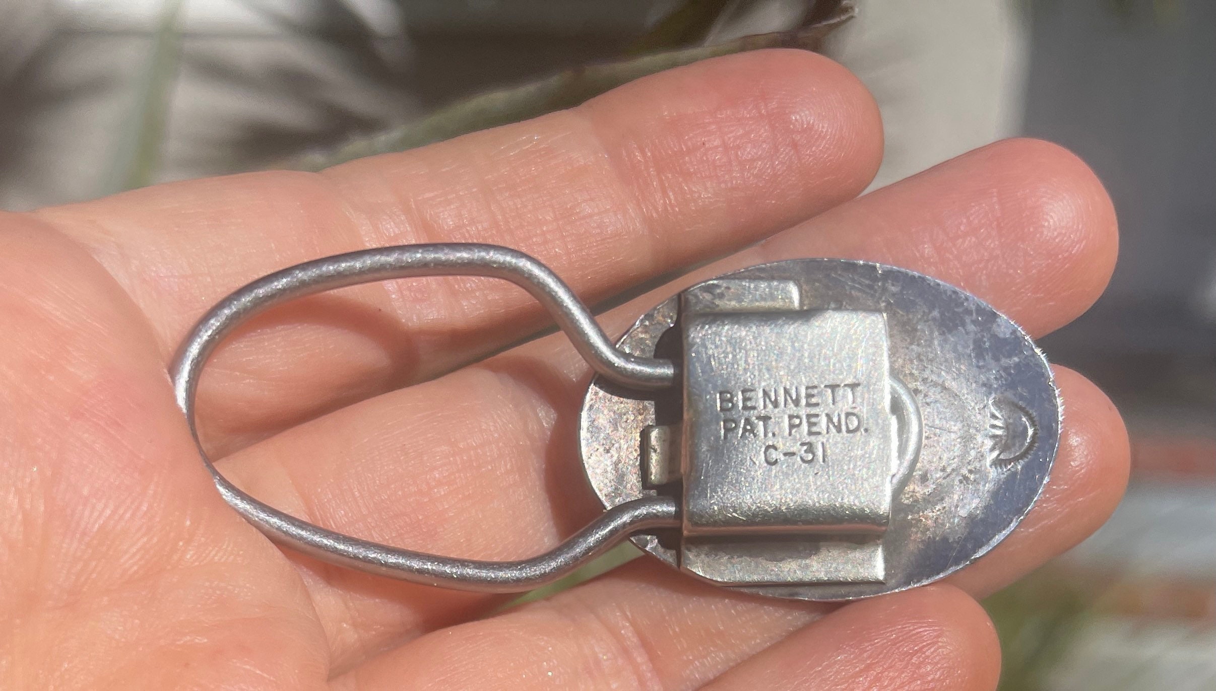 Vintage Hopi Crafts HC Sterling Silver Key Holder Clips Bennett C-31 Pair Native Pair of vintage sterling silver key holder clips featuring  main image 2