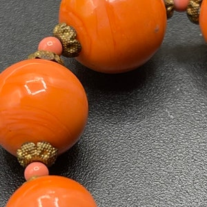 Antique coral colored lampwork glass beaded necklace Czechoslovakian beautiful beads image 4