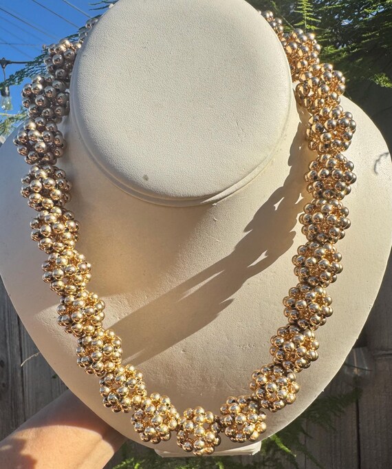Solid Sterling Silver Vermeil Cluster Bead Neckla… - image 4