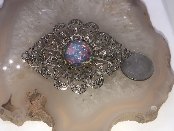 Vintage Miriam Haskell Dragons Breath Glass Silvertone Designer