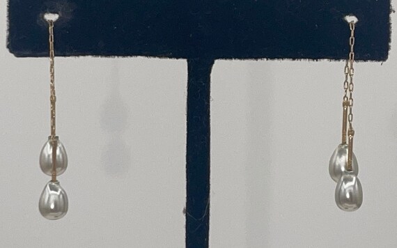 Antique Original Threader Earrings Solid 14kt Yel… - image 1