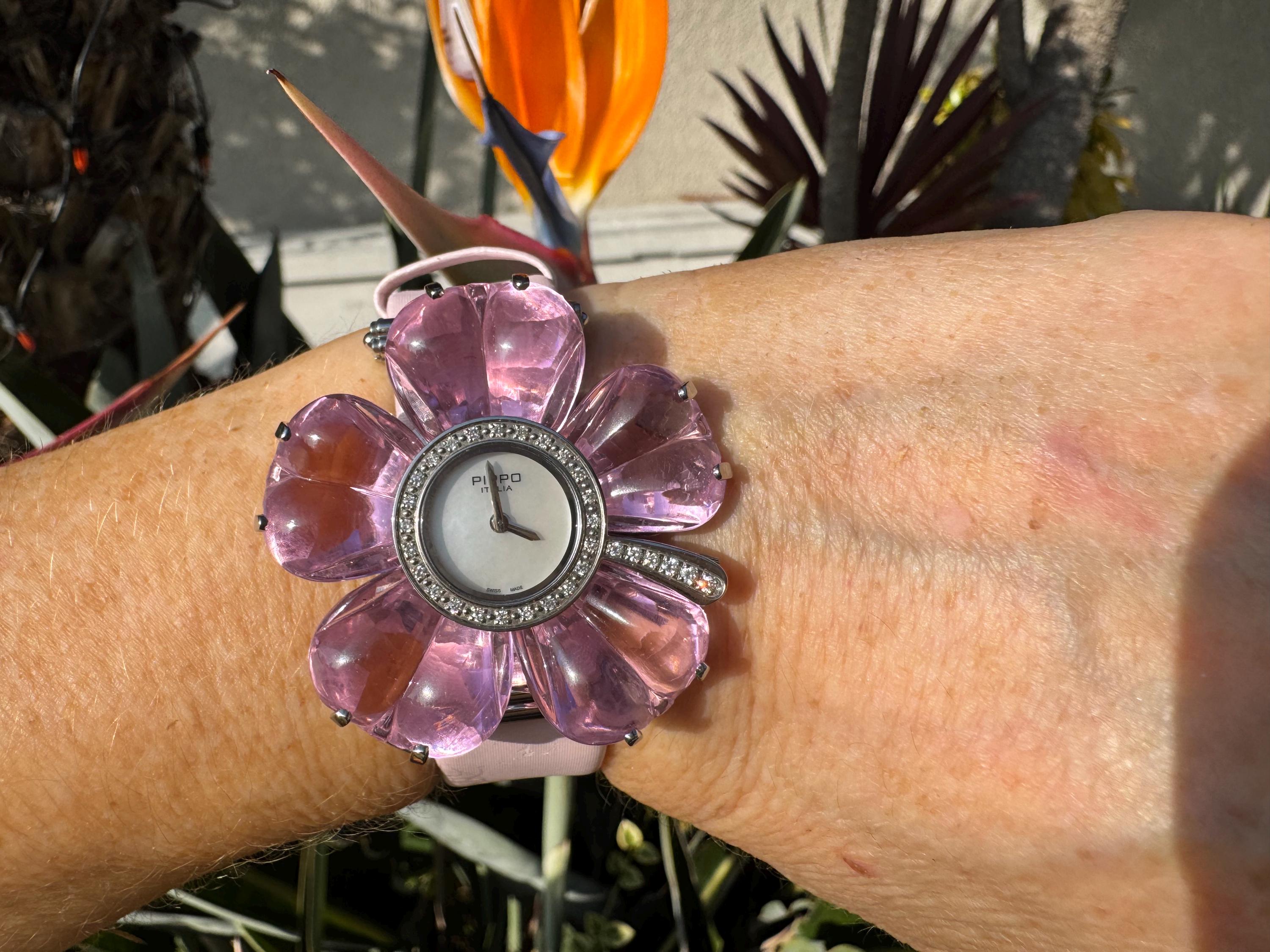 Pippo Italia Diamond Flower Watch – Swiss Quartz Pink  display picture 1