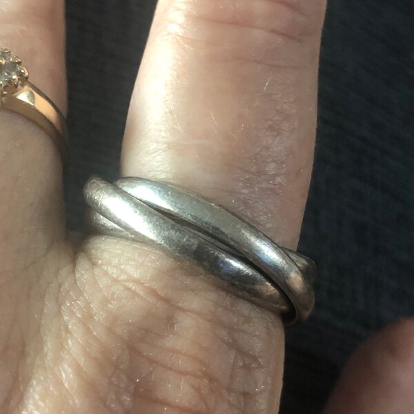 Vintage sterling silver triple three puzzle ring men’s or women’s band Free shipping!