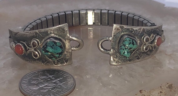 Native American Anthony Lovato Vintage Santo Domingo Turquoise Sterling Silver Bracelet Native American Anthony Lovato Vintage Santo Domingo Turquoise Sterling Silver Bracelet