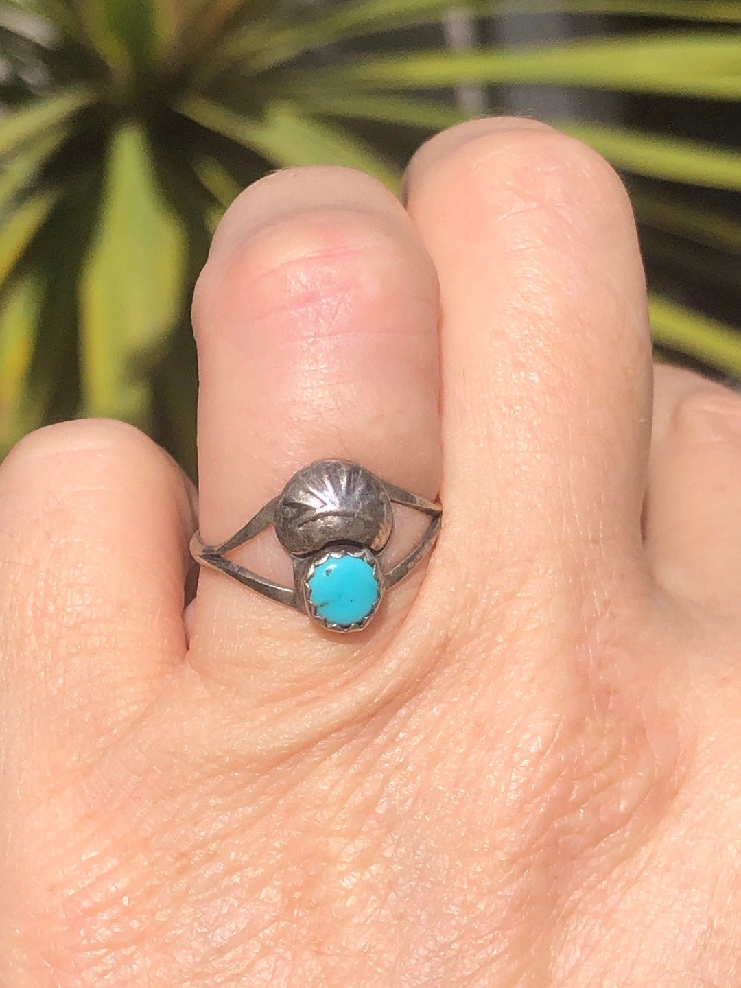 Vintage Native American Indian Turquoise Sterling Silver Ring Size 6.5 ...